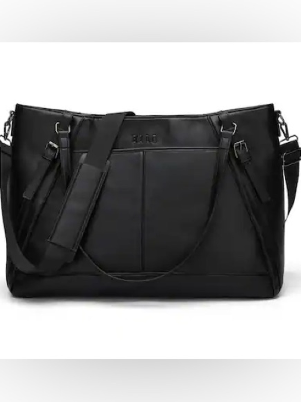 Elle Black Duffel Bag Shoulder Strap Leisure Luxe 33L Vegan Leather Weekender